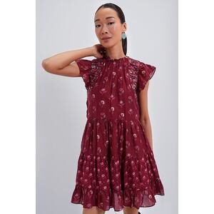 SEA NEW YORK Magenta Famke Print Flutter Sleeve Tunic Dress Size XS NWT